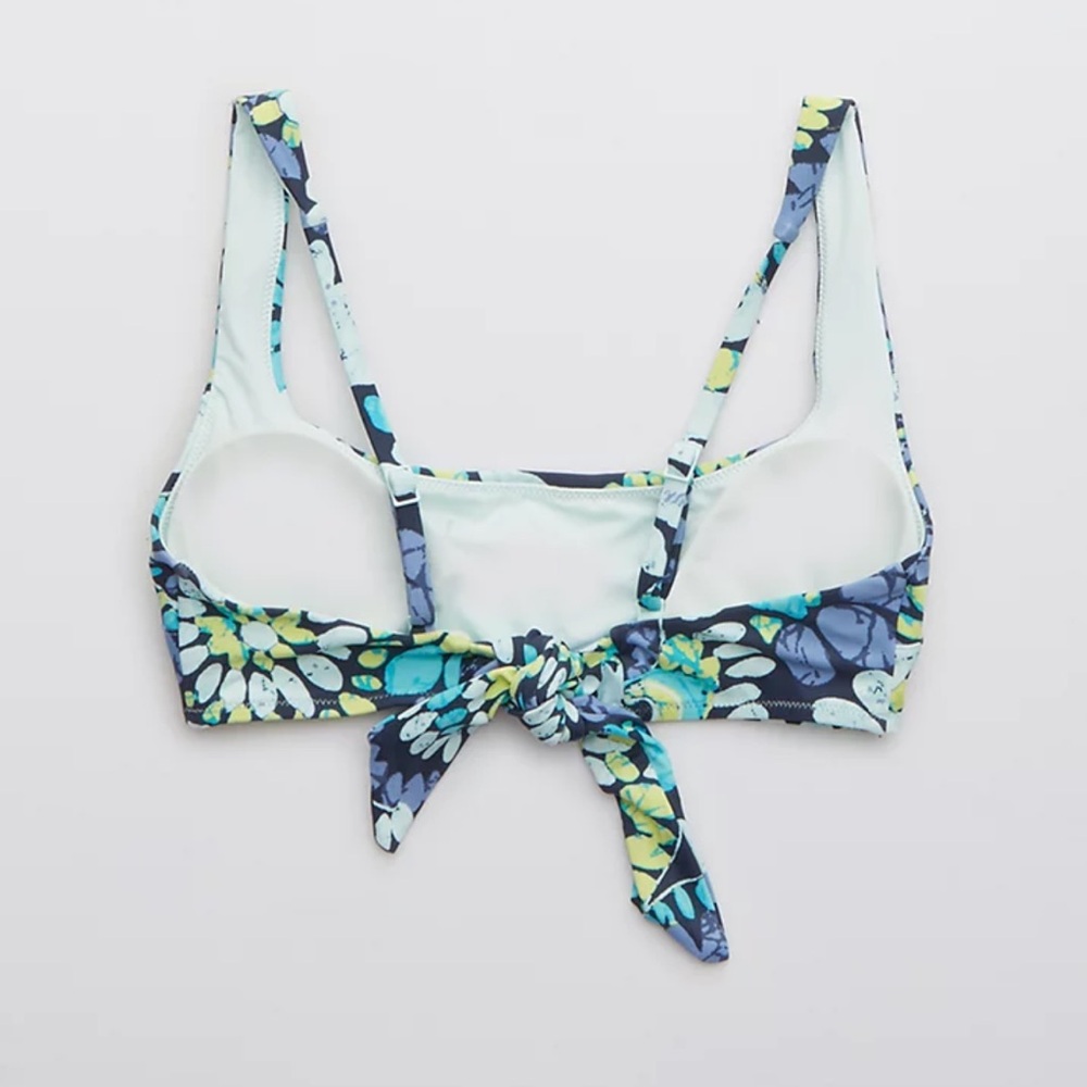 Aerie Tie Back Scoop Neck Bikini Top Tie Back Floral Size Small - Picture 5 of 6